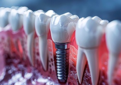 Up-close view of dental implant parts