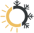 Animated sun and snowflake indicating temperature sensitivity
