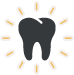 Animated tooth surrounded by lines indicating knocked out tooth