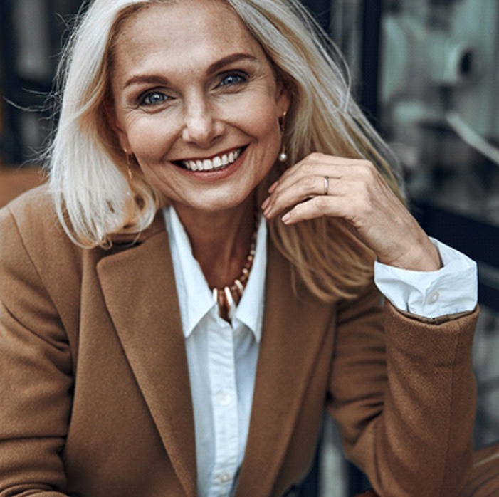 Woman smiling with veneers in Fort Mill