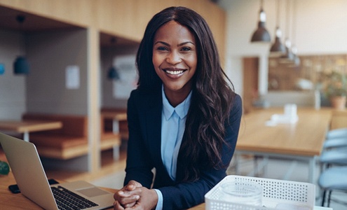 Businesswoman smiling with veneers in Fort Mill